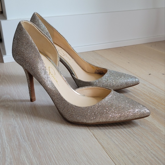 JESSICA SIMPSON | Silver Sparkle Heels - Picture 6 of 8